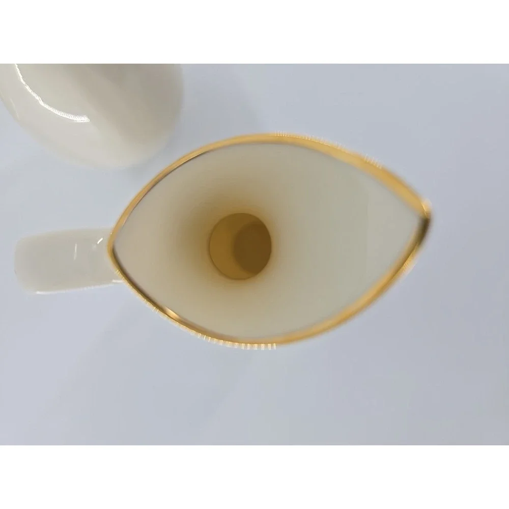 2 LENOX Sleek Creamy W/Gold Trim Pitchers In Bowl +Floral Bird Anniversary Plate